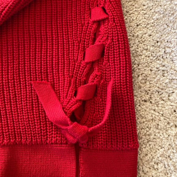Loft red sweater with laced side seam size small - Picture 2 of 4